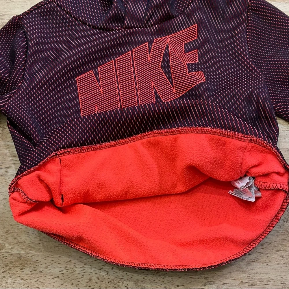 Nike‎ Dri Fit Therma Boy’s 3T Neon Orange/Black Mesh Overlay Poly Hoodie
